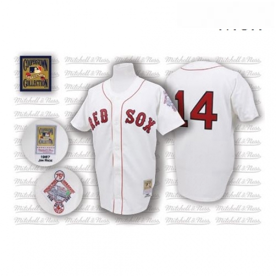 Mens Mitchell and Ness 1987 Boston Red Sox 14 Jim Rice Authentic White Throwback MLB Jersey Mens Mitchell and Ness 1987 Boston Red Sox 14 Jim Rice Authentic White Throwback MLB Jersey