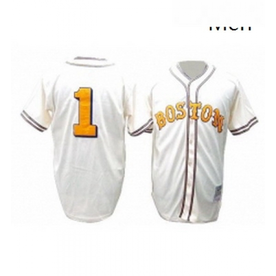 Mens Mitchell and Ness Boston Red Sox 1 Bobby Doerr Replica Cream Throwback MLB Jersey Mens Mitchell and Ness Boston Red Sox 1 Bobby Doerr Replica Cream Throwback MLB Jersey