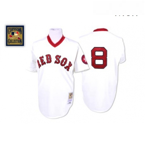 Mens Mitchell and Ness Boston Red Sox 8 Carl Yastrzemski Authentic White Throwback MLB Jersey Mens Mitchell and Ness Boston Red Sox 8 Carl Yastrzemski Authentic White Throwback MLB Jersey