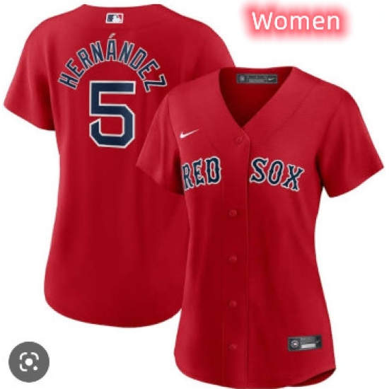 Women Boston Red Sox 5 Enrique Hernandez Red Jersey Women Boston Red Sox 5 Enrique Hernandez Red Jersey