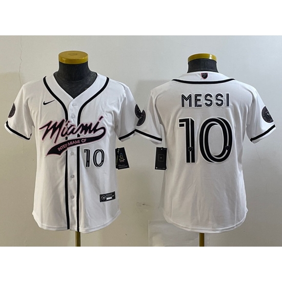 Women Inter Miami CF 10 Lionel Messi White Cool Base Stitched Jersey Women Inter Miami CF 10 Lionel Messi White Cool Base Stitched Jersey
