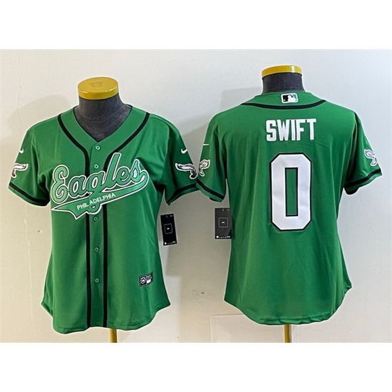Women Philadelphia Eagles 0 D u2019andre Swift Green Cool Base Stitched Baseball Jersey 28Run Small 29 Women Philadelphia Eagles 0 D u2019andre Swift Green Cool Base Stitched Baseball Jersey 28Run Small 29
