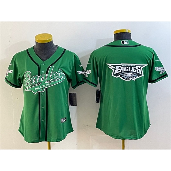 Women Philadelphia Eagles Green Team Big Logo Cool Base Stitched Baseball Jersey 28Run Small 29 Women Philadelphia Eagles Green Team Big Logo Cool Base Stitched Baseball Jersey 28Run Small 29