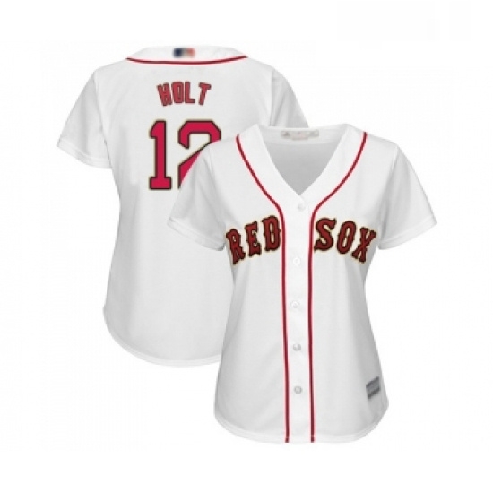 Womens Boston Red Sox 12 Brock Holt Authentic White 2019 Gold Program Cool Base Baseball Jersey Womens Boston Red Sox 12 Brock Holt Authentic White 2019 Gold Program Cool Base Baseball Jersey
