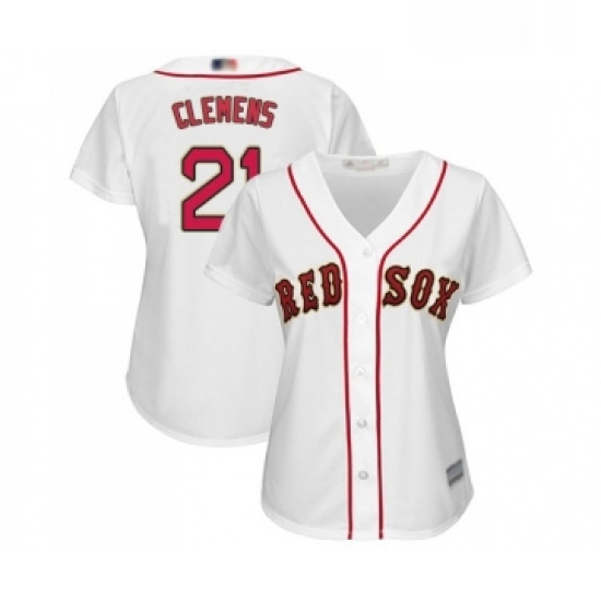 Womens Boston Red Sox 21 Roger Clemens Authentic White 2019 Gold Program Cool Base Baseball Jersey Womens Boston Red Sox 21 Roger Clemens Authentic White 2019 Gold Program Cool Base Baseball Jersey