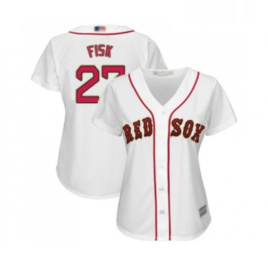 Womens Boston Red Sox 27 Carlton Fisk Authentic White 2019 Gold Program Cool Base Baseball Jersey Womens Boston Red Sox 27 Carlton Fisk Authentic White 2019 Gold Program Cool Base Baseball Jersey