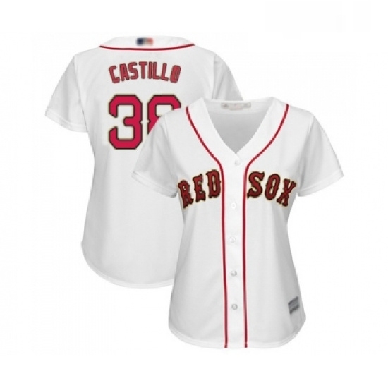 Womens Boston Red Sox 38 Rusney Castillo Authentic White 2019 Gold Program Cool Base Baseball Jersey Womens Boston Red Sox 38 Rusney Castillo Authentic White 2019 Gold Program Cool Base Baseball Jersey