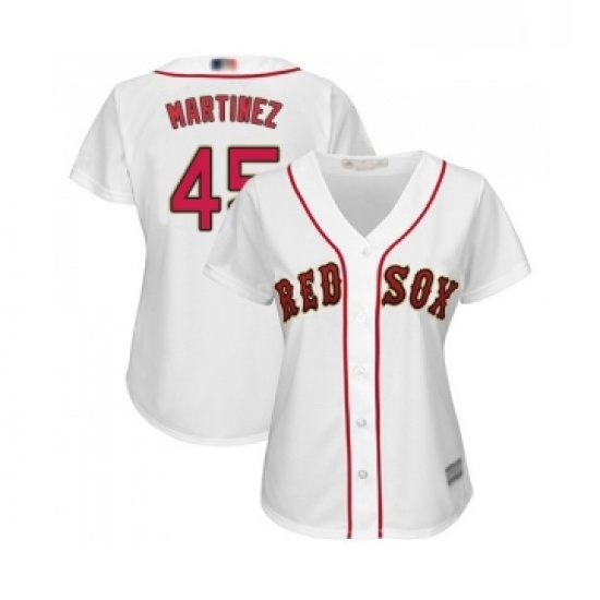 Womens Boston Red Sox 45 Pedro Martinez Authentic White 2019 Gold Program Cool Base Baseball Jersey Womens Boston Red Sox 45 Pedro Martinez Authentic White 2019 Gold Program Cool Base Baseball Jersey