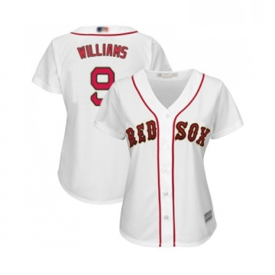 Womens Boston Red Sox 9 Ted Williams Authentic White 2019 Gold Program Cool Base Baseball Jersey Womens Boston Red Sox 9 Ted Williams Authentic White 2019 Gold Program Cool Base Baseball Jersey