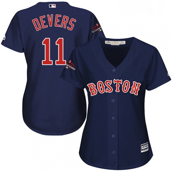 Womens Majestic Boston Red Sox 11 Rafael Devers Authentic Navy Blue Alternate Road 2018 World Series Champions MLB Jersey Womens Majestic Boston Red Sox 11 Rafael Devers Authentic Navy Blue Alternate Road 2018 World Series Champions MLB Jersey