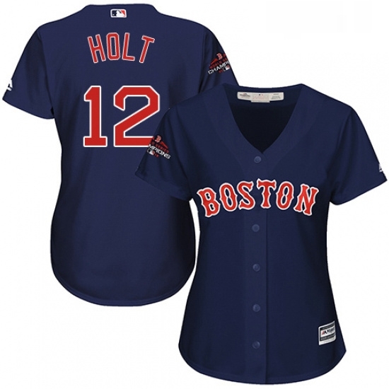Womens Majestic Boston Red Sox 12 Brock Holt Authentic Navy Blue Alternate Road 2018 World Series Champions MLB Jersey Womens Majestic Boston Red Sox 12 Brock Holt Authentic Navy Blue Alternate Road 2018 World Series Champions MLB Jersey