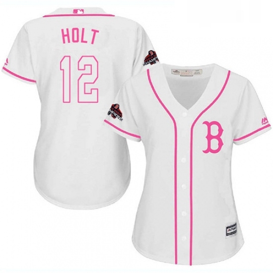Womens Majestic Boston Red Sox 12 Brock Holt Authentic White Fashion 2018 World Series Champions MLB Jersey Womens Majestic Boston Red Sox 12 Brock Holt Authentic White Fashion 2018 World Series Champions MLB Jersey
