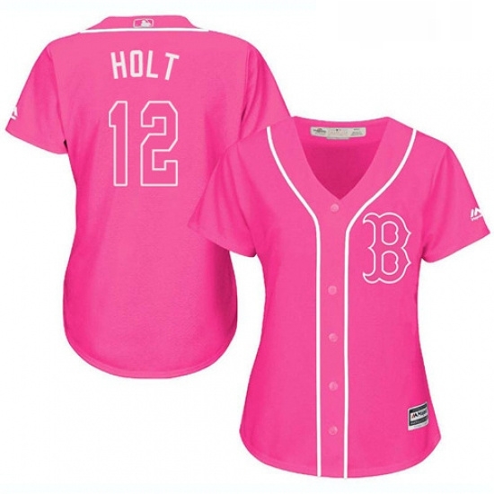 Womens Majestic Boston Red Sox 12 Brock Holt Replica Pink Fashion MLB Jersey Womens Majestic Boston Red Sox 12 Brock Holt Replica Pink Fashion MLB Jersey