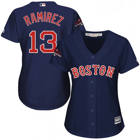 Womens Majestic Boston Red Sox 13 Hanley Ramirez Authentic Navy Blue Alternate Road 2018 World Series Champions MLB Jersey Womens Majestic Boston Red Sox 13 Hanley Ramirez Authentic Navy Blue Alternate Road 2018 World Series Champions MLB Jersey