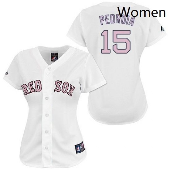 Womens Majestic Boston Red Sox 15 Dustin Pedroia Authentic WhitePink No MLB Jersey Womens Majestic Boston Red Sox 15 Dustin Pedroia Authentic WhitePink No MLB Jersey