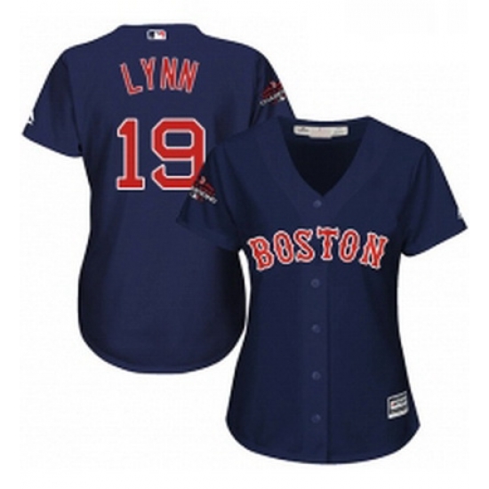 Womens Majestic Boston Red Sox 19 Fred Lynn Authentic Navy Blue Alternate Road 2018 World Series Champions MLB Jersey Womens Majestic Boston Red Sox 19 Fred Lynn Authentic Navy Blue Alternate Road 2018 World Series Champions MLB Jersey