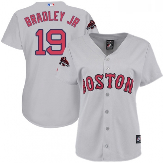 Womens Majestic Boston Red Sox 19 Jackie Bradley Jr Authentic Grey Road 2018 World Series Champions MLB Jersey Womens Majestic Boston Red Sox 19 Jackie Bradley Jr Authentic Grey Road 2018 World Series Champions MLB Jersey