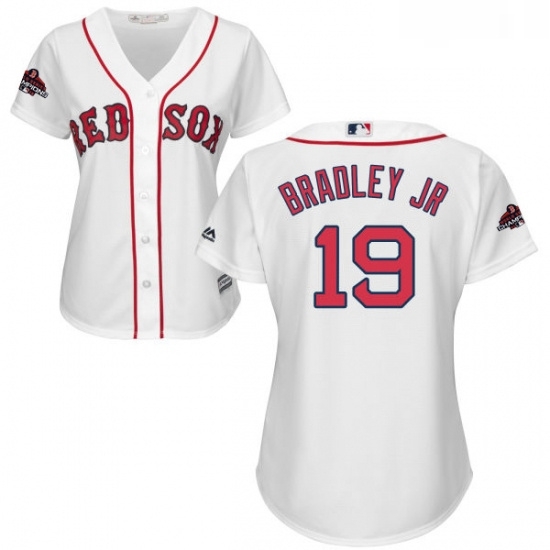 Womens Majestic Boston Red Sox 19 Jackie Bradley Jr Authentic White Home 2018 World Series Champions MLB Jersey Womens Majestic Boston Red Sox 19 Jackie Bradley Jr Authentic White Home 2018 World Series Champions MLB Jersey