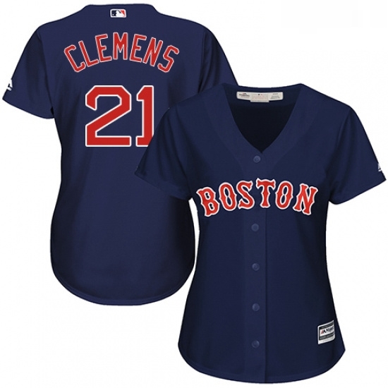 Womens Majestic Boston Red Sox 21 Roger Clemens Authentic Navy Blue Alternate Road MLB Jersey Womens Majestic Boston Red Sox 21 Roger Clemens Authentic Navy Blue Alternate Road MLB Jersey