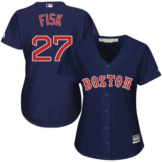 Womens Majestic Boston Red Sox 27 Carlton Fisk Authentic Navy Blue Alternate Road MLB Jersey Womens Majestic Boston Red Sox 27 Carlton Fisk Authentic Navy Blue Alternate Road MLB Jersey