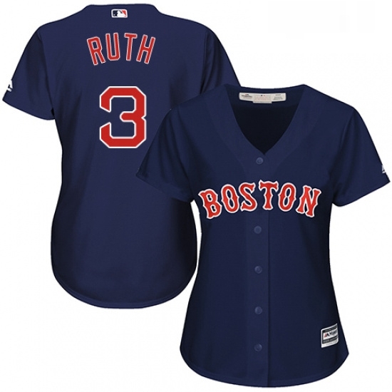 Womens Majestic Boston Red Sox 3 Babe Ruth Authentic Navy Blue Alternate Road MLB Jersey Womens Majestic Boston Red Sox 3 Babe Ruth Authentic Navy Blue Alternate Road MLB Jersey