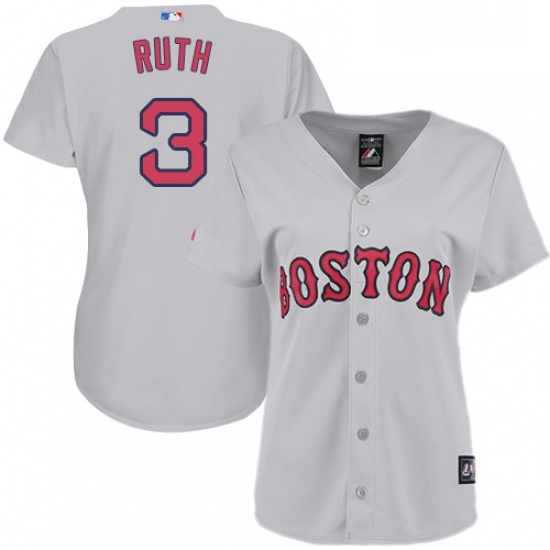 Womens Majestic Boston Red Sox 3 Babe Ruth Replica Grey Road MLB Jersey Womens Majestic Boston Red Sox 3 Babe Ruth Replica Grey Road MLB Jersey