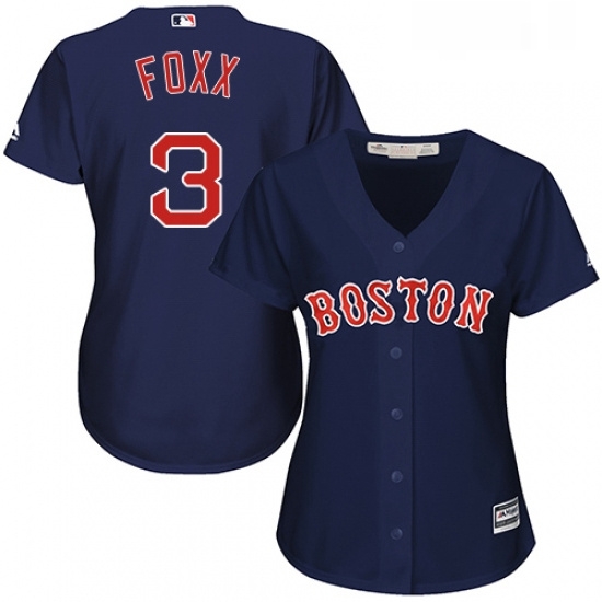Womens Majestic Boston Red Sox 3 Jimmie Foxx Replica Navy Blue Alternate Road MLB Jersey Womens Majestic Boston Red Sox 3 Jimmie Foxx Replica Navy Blue Alternate Road MLB Jersey