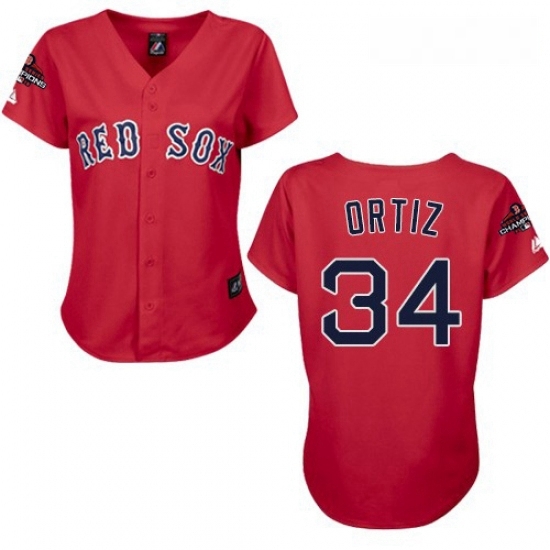 Womens Majestic Boston Red Sox 34 David Ortiz Authentic Red 2018 World Series Champions MLB Jersey Womens Majestic Boston Red Sox 34 David Ortiz Authentic Red 2018 World Series Champions MLB Jersey