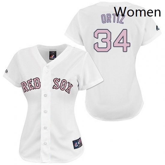 Womens Majestic Boston Red Sox 34 David Ortiz Replica WhitePink No MLB Jersey Womens Majestic Boston Red Sox 34 David Ortiz Replica WhitePink No MLB Jersey