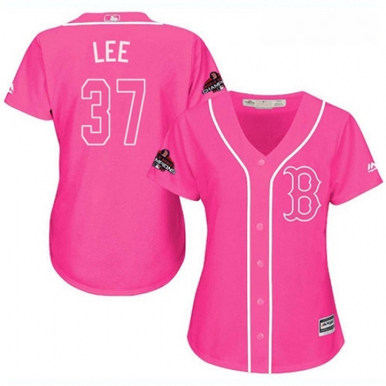 Womens Majestic Boston Red Sox 37 Bill Lee Authentic Pink Fashion 2018 World Series Champions MLB Jersey Womens Majestic Boston Red Sox 37 Bill Lee Authentic Pink Fashion 2018 World Series Champions MLB Jersey