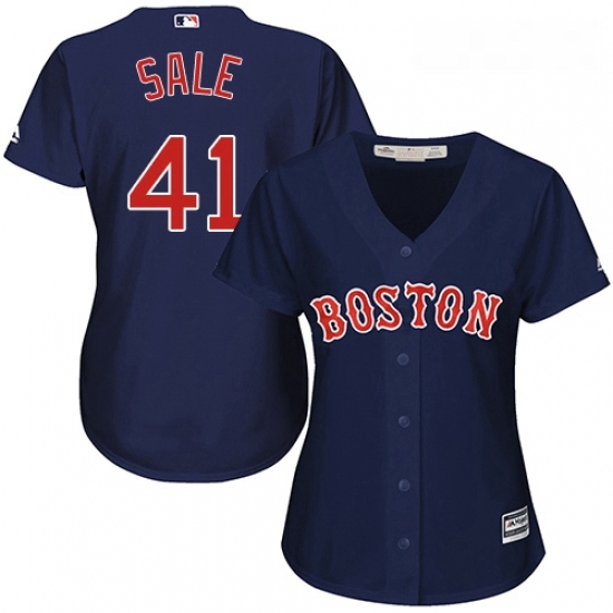 Womens Majestic Boston Red Sox 41 Chris Sale Authentic Navy Blue Alternate Road MLB Jersey Womens Majestic Boston Red Sox 41 Chris Sale Authentic Navy Blue Alternate Road MLB Jersey