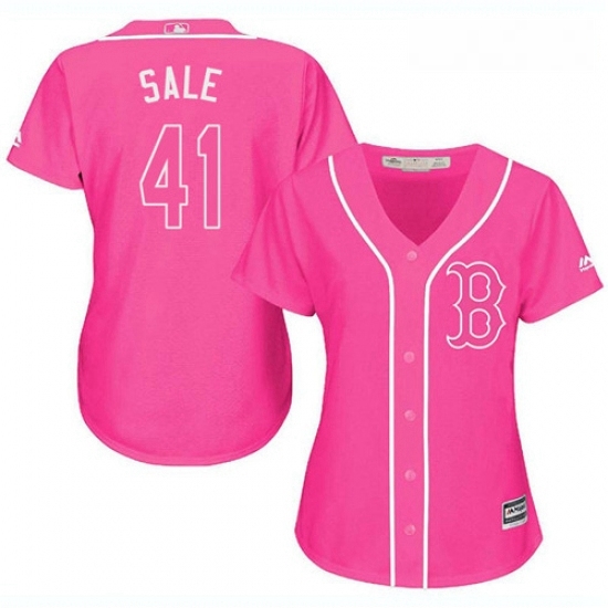 Womens Majestic Boston Red Sox 41 Chris Sale Authentic Pink Fashion MLB Jersey Womens Majestic Boston Red Sox 41 Chris Sale Authentic Pink Fashion MLB Jersey