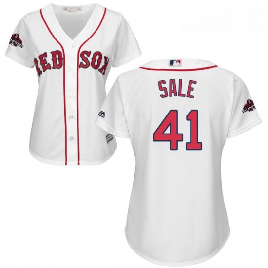 Womens Majestic Boston Red Sox 41 Chris Sale Authentic White Home 2018 World Series Champions MLB Jersey Womens Majestic Boston Red Sox 41 Chris Sale Authentic White Home 2018 World Series Champions MLB Jersey