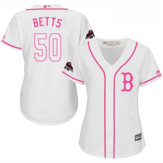 Womens Majestic Boston Red Sox 50 Mookie Betts Authentic White Fashion 2018 World Series Champions MLB Jersey Womens Majestic Boston Red Sox 50 Mookie Betts Authentic White Fashion 2018 World Series Champions MLB Jersey