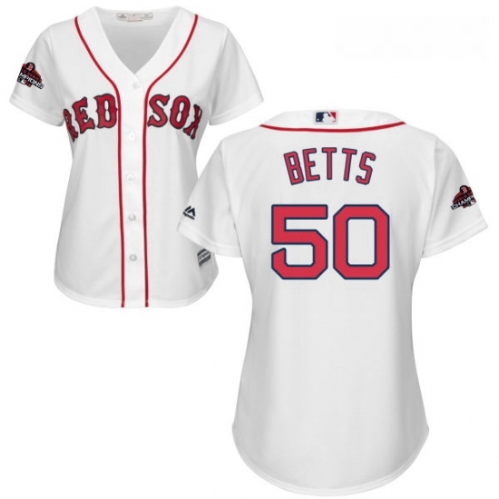 Womens Majestic Boston Red Sox 50 Mookie Betts Authentic White Home 2018 World Series Champions MLB Jersey Womens Majestic Boston Red Sox 50 Mookie Betts Authentic White Home 2018 World Series Champions MLB Jersey