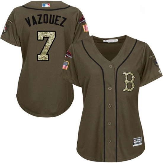 Womens Majestic Boston Red Sox 7 Christian Vazquez Authentic Green Salute to Service 2018 World Series Champions MLB Jersey Womens Majestic Boston Red Sox 7 Christian Vazquez Authentic Green Salute to Service 2018 World Series Champions MLB Jersey