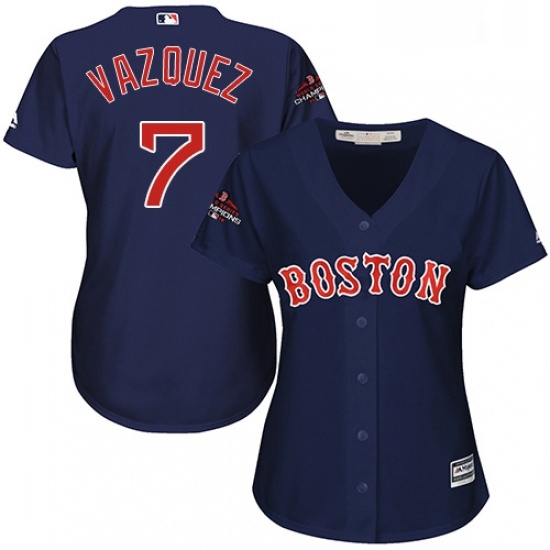 Womens Majestic Boston Red Sox 7 Christian Vazquez Authentic Navy Blue Alternate Road 2018 World Series Champions MLB Jersey Womens Majestic Boston Red Sox 7 Christian Vazquez Authentic Navy Blue Alternate Road 2018 World Series Champions MLB Jersey
