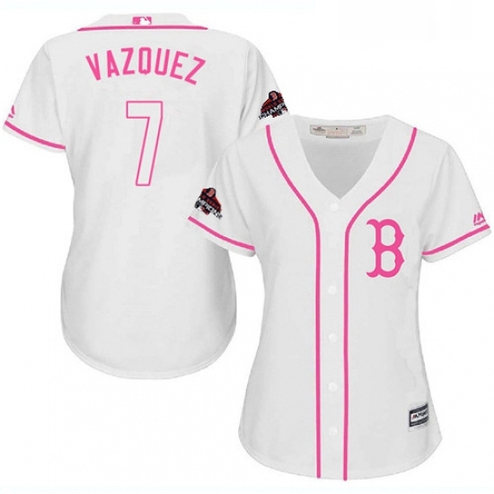 Womens Majestic Boston Red Sox 7 Christian Vazquez Authentic White Fashion 2018 World Series Champions MLB Jersey Womens Majestic Boston Red Sox 7 Christian Vazquez Authentic White Fashion 2018 World Series Champions MLB Jersey
