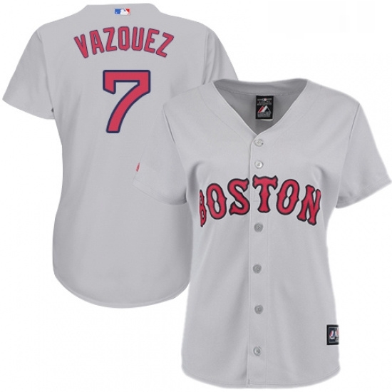 Womens Majestic Boston Red Sox 7 Christian Vazquez Replica Grey Road MLB Jersey Womens Majestic Boston Red Sox 7 Christian Vazquez Replica Grey Road MLB Jersey