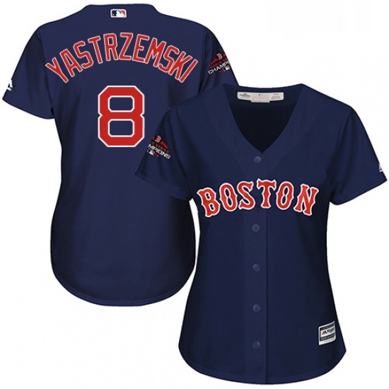 Womens Majestic Boston Red Sox 8 Carl Yastrzemski Authentic Navy Blue Alternate Road 2018 World Series Champions MLB Jersey Womens Majestic Boston Red Sox 8 Carl Yastrzemski Authentic Navy Blue Alternate Road 2018 World Series Champions MLB Jersey
