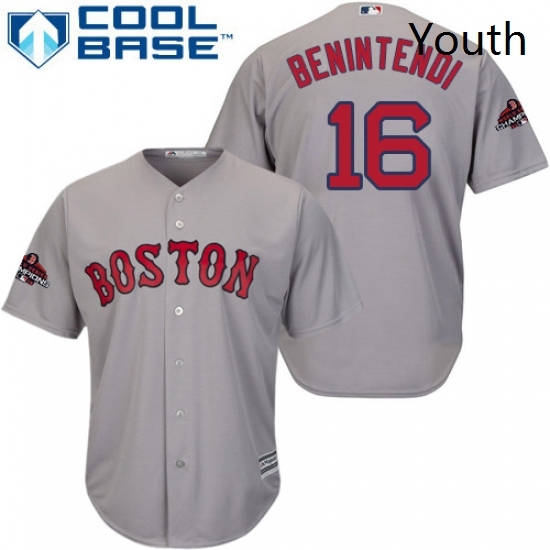 Youth Majestic Boston Red Sox 16 Andrew Benintendi Authentic Grey Road Cool Base 2018 World Series Champions MLB Jersey Youth Majestic Boston Red Sox 16 Andrew Benintendi Authentic Grey Road Cool Base 2018 World Series Champions MLB Jersey