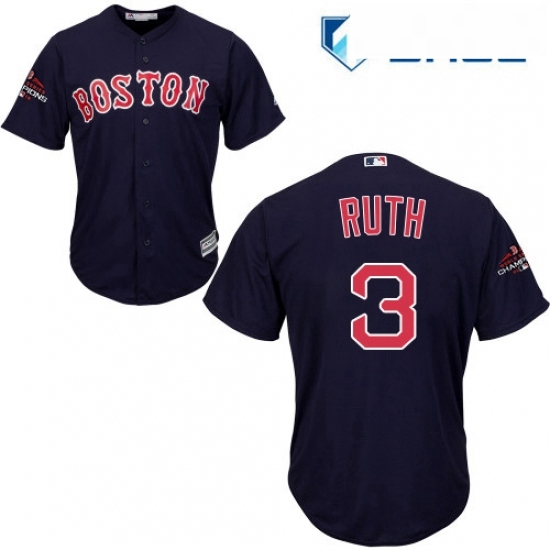 Youth Majestic Boston Red Sox 3 Babe Ruth Authentic Navy Blue Alternate Road Cool Base 2018 World Series Champions MLB Jersey Youth Majestic Boston Red Sox 3 Babe Ruth Authentic Navy Blue Alternate Road Cool Base 2018 World Series Champions MLB Jersey