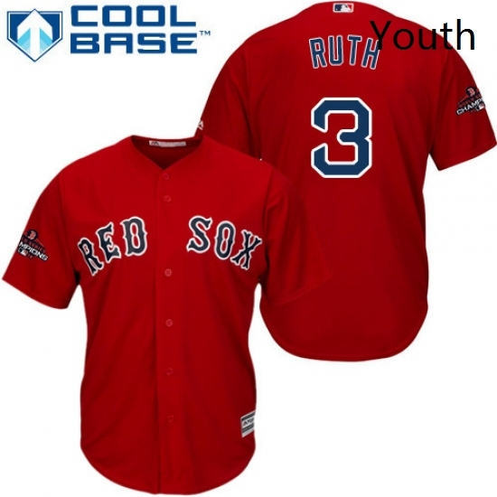 Youth Majestic Boston Red Sox 3 Babe Ruth Authentic Red Alternate Home Cool Base 2018 World Series Champions MLB Jersey Youth Majestic Boston Red Sox 3 Babe Ruth Authentic Red Alternate Home Cool Base 2018 World Series Champions MLB Jersey