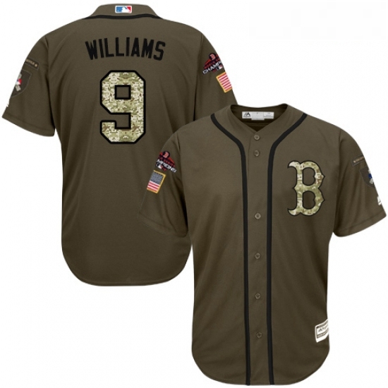 Youth Majestic Boston Red Sox 9 Ted Williams Authentic Green Salute to Service 2018 World Series Champions MLB Jersey Youth Majestic Boston Red Sox 9 Ted Williams Authentic Green Salute to Service 2018 World Series Champions MLB Jersey