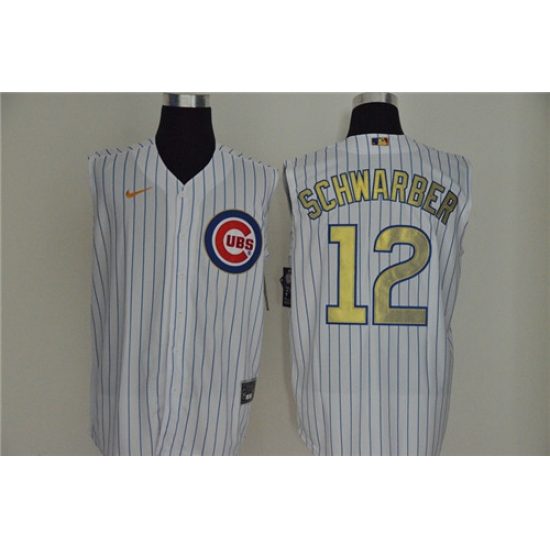 Cubs 12 Kyle Schwarber White Gold Nike Cool Base Sleeveless Jersey Cubs 12 Kyle Schwarber White Gold Nike Cool Base Sleeveless Jersey