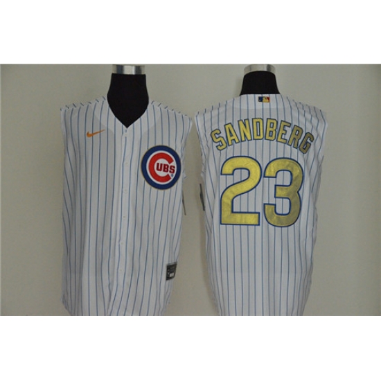 Cubs 23 Ryne Sandberg White Gold Nike Cool Base Sleeveless Jersey Cubs 23 Ryne Sandberg White Gold Nike Cool Base Sleeveless Jersey