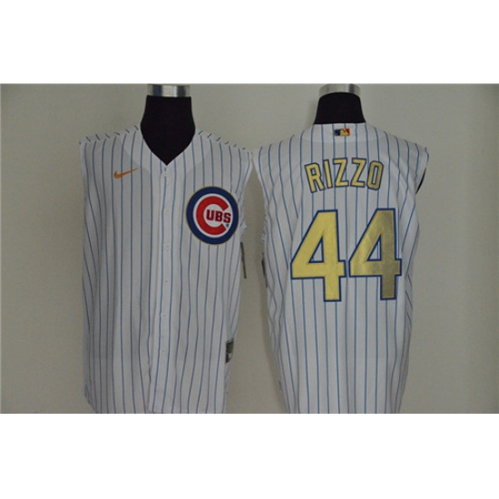Cubs 44 Anthony Rizzo White Gold Nike Cool Base Sleeveless Jersey Cubs 44 Anthony Rizzo White Gold Nike Cool Base Sleeveless Jersey