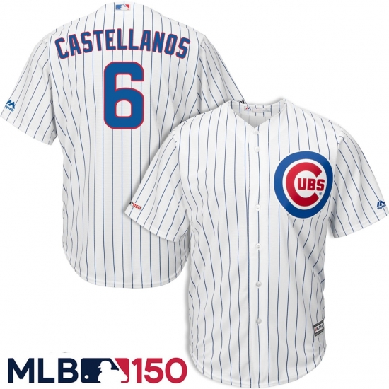 Cubs 6 Nick Castellanos White 150th Patch Cool Base Jersey Cubs 6 Nick Castellanos White 150th Patch Cool Base Jersey