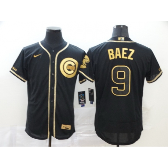 Cubs 9 Javier Baez Black Gold Nike Flexbase Jersey Cubs 9 Javier Baez Black Gold Nike Flexbase Jersey