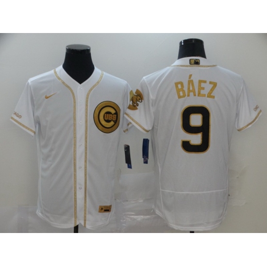 Cubs 9 Javier Baez White Gold Nike Flexbase Jersey Cubs 9 Javier Baez White Gold Nike Flexbase Jersey